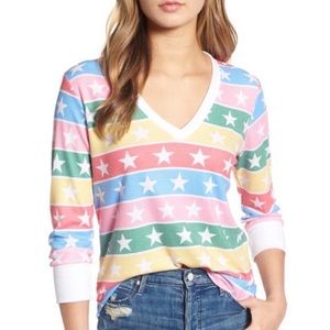 NEW Wildfox Leroy Stellar Stripe Star Thermal Long Sleeve Top